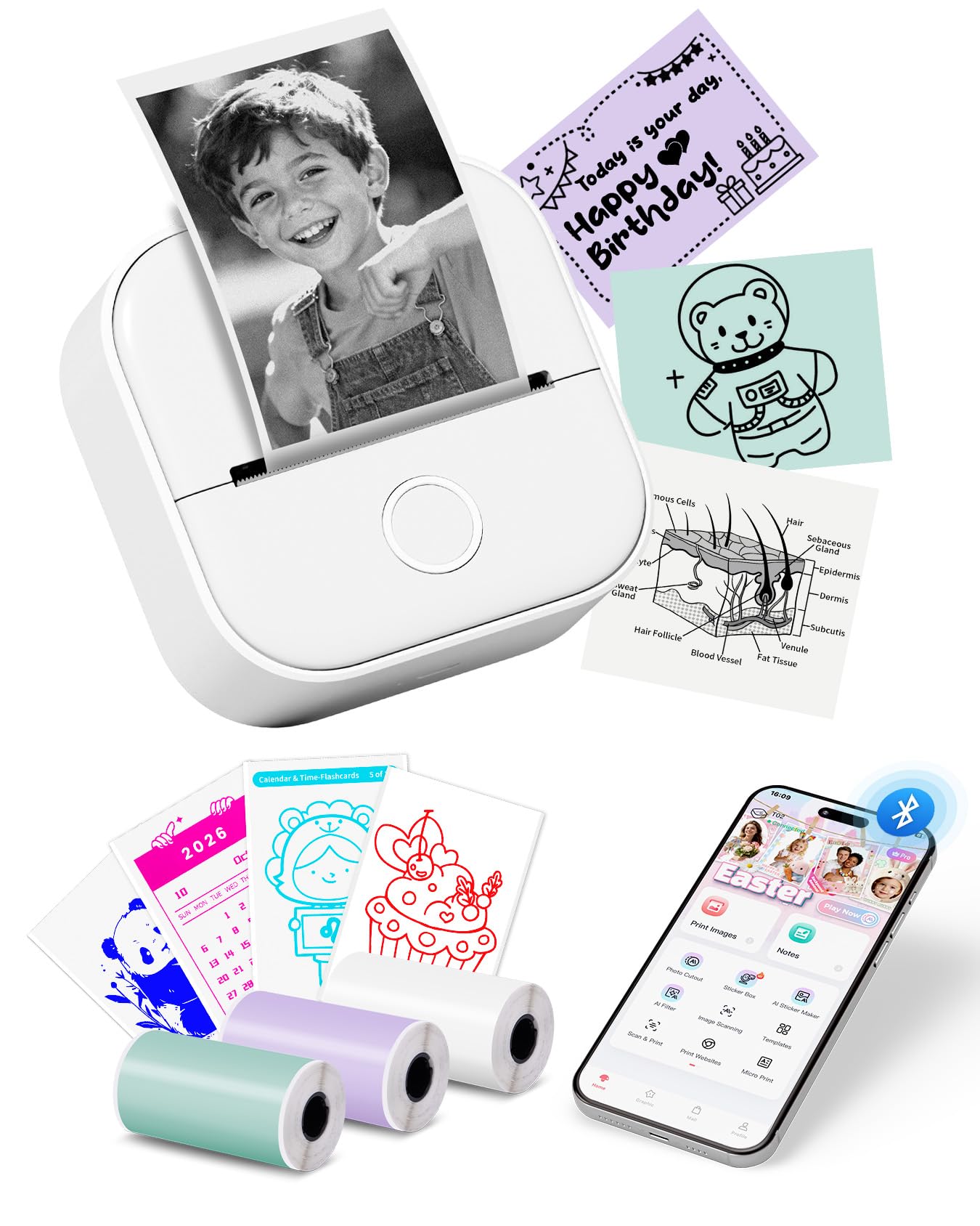 Amazon.com : Memoking Sticker Printer - Mini Printer T02